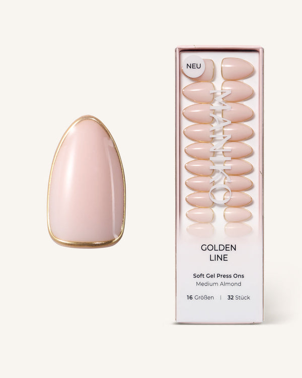 Golden Line (Medium, Almond) - Soft Gel Press Ons
