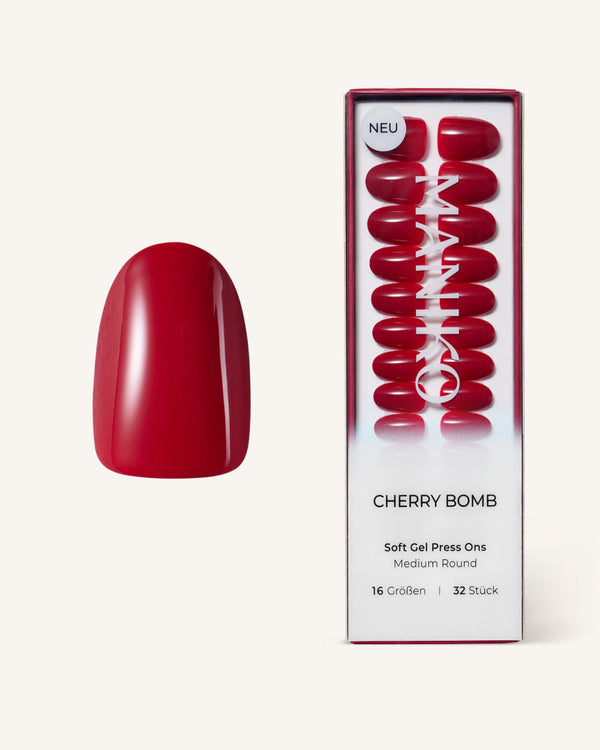 Cherry Bomb (Medium, Round) - Soft Gel Press Ons