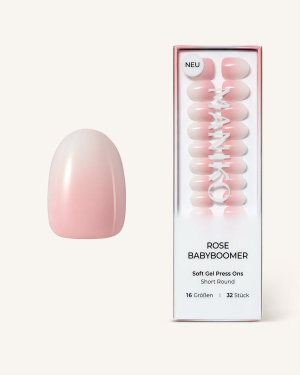 Rose Babyboomer (Short, Round) - Soft Gel Press Ons