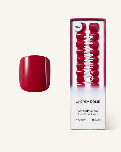Cherry Bomb (Extra Short, Square) - Soft Gel Press Ons