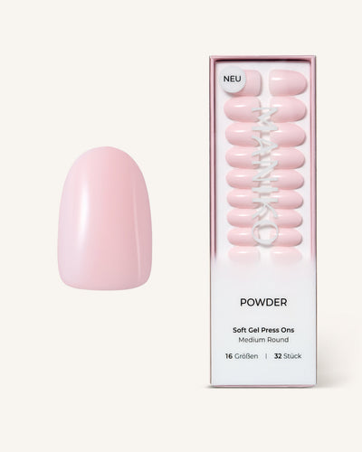 Powder (Medium, Round) - Soft Gel Press Ons