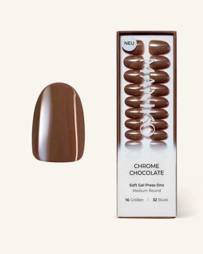 Chrome Chocolate (Medium, Round) - Soft Gel Press Ons