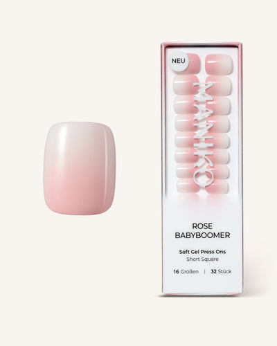 Rose Babyboomer (Short, Square) - Soft Gel Press Ons