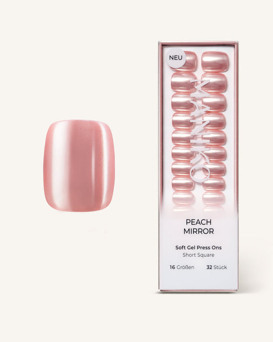 Peach Mirror (Short, Square) - Soft Gel Press Ons